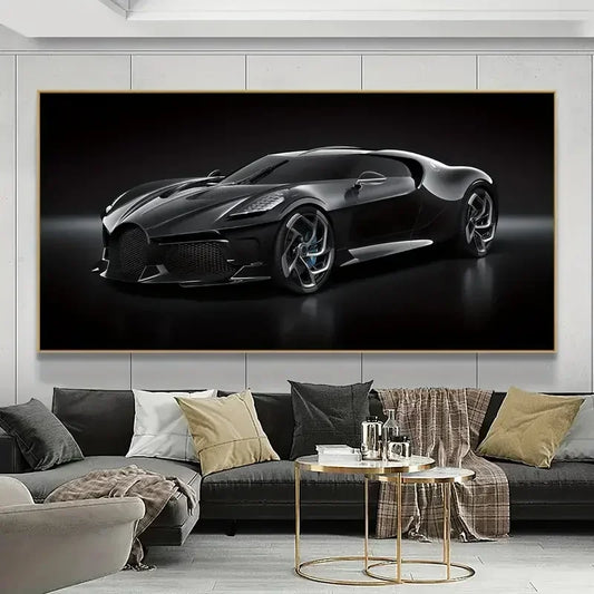 1pc Unframed Canvas Poster, Modern Art, Black Sports Car Wall Art, Ideal Gift For Bedroom Living Room Corridor, Wall Art, Wall D