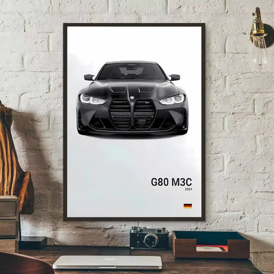 1PC Famous Brand Cars SVJ GT3RS G80M3C GT3 RS Canvas Wall Art Print Poster Self-adhesive Art Waterproof Paper Sticker Coffee
