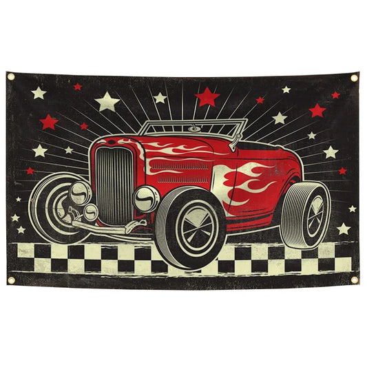 3x5 Ft American Hot Rod JDM Car Flag Polyester Digital Printing Banner for Garage Wall Art Home Outdoor Decoration Tapestry