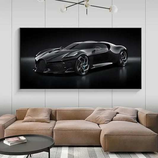 1pc Unframed Canvas Poster, Modern Art, Black Sports Car Wall Art, Ideal Gift For Bedroom Living Room Corridor, Wall Art, Wall D