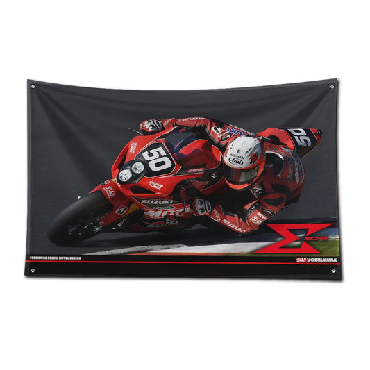 3x5 Ft Yoshimuras Motorsports Flag Polyester Digital Printing Banner for Garage Wall Art Out Door Decoration With Brass Grommets